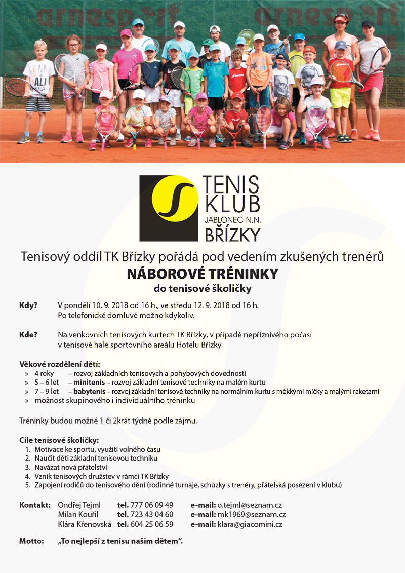 Nábory do tenisové školy v září 2018 Nábory do tenisové školy v září 2018